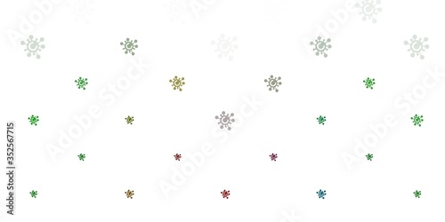 Light Green vector background with covid-19 symbols.