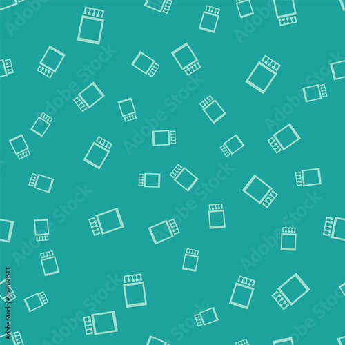 Green Open matchbox and matches icon isolated seamless pattern on green background. Vector Illustration.