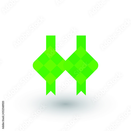 Double Ketupat traditional food. Simple icon style for muslim ramadan and eid al fitr celebration. photo