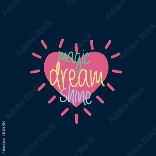 heart love text line colorful dream magic shine tee illustration art vector