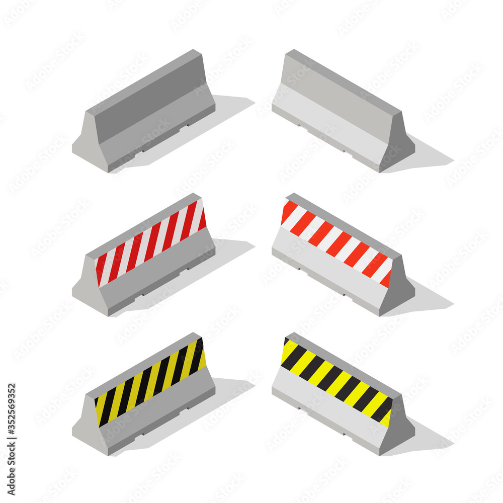Isometric concrete road barriers. Stock Vector | Adobe Stock