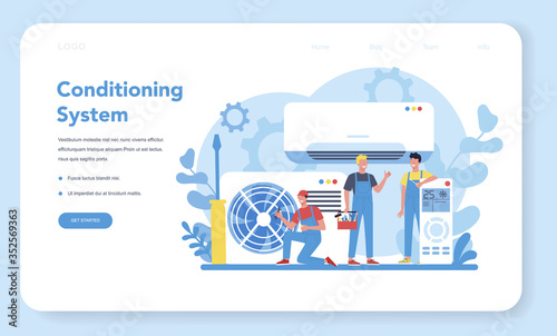 Air conditioning repair and instalation service concept. Repairman