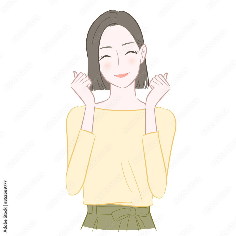 ガッツポーズをして喜ぶ女性 Stock Illustration Adobe Stock