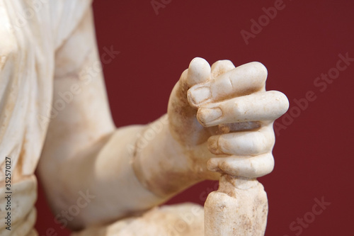 detail of a statue of a woman found in the ancient archaeological site of Messene