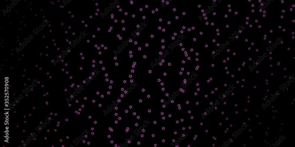 Dark Purple, Pink vector template with neon stars. Blur decorative design in simple style with stars. Pattern for websites, landing pages.