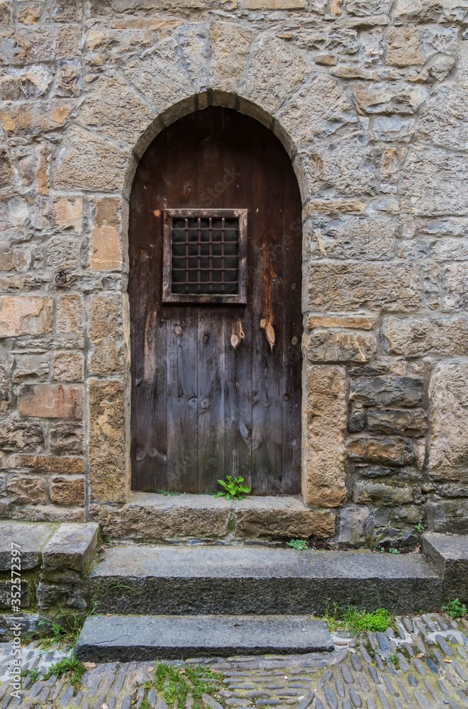 Door in charming old streets, in the Pyrenees, Spain