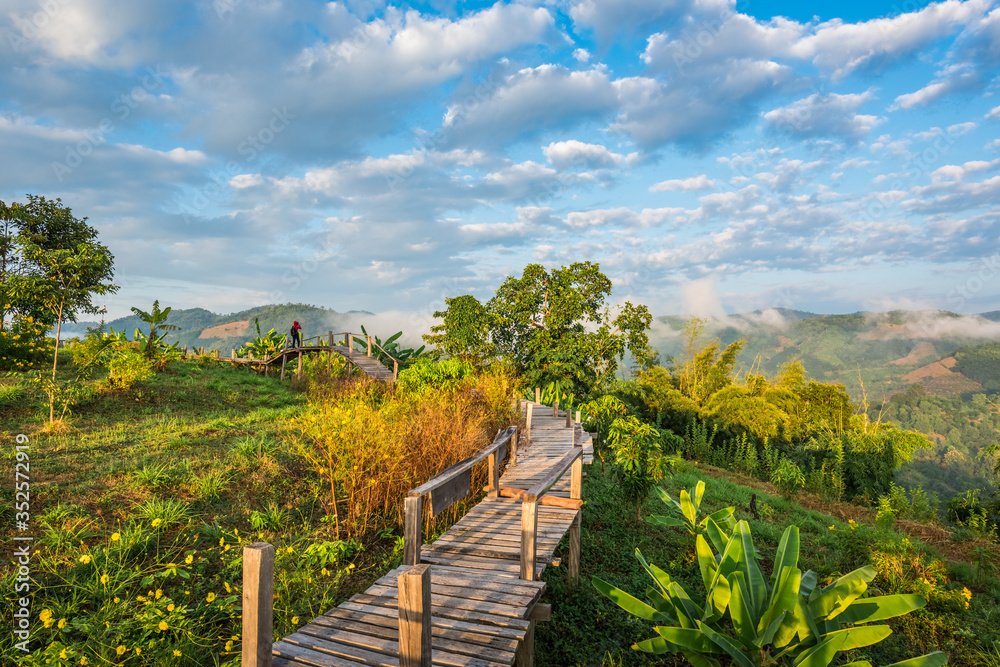 landscape of Mekong River on sunrise at Phu Lam Duan view point