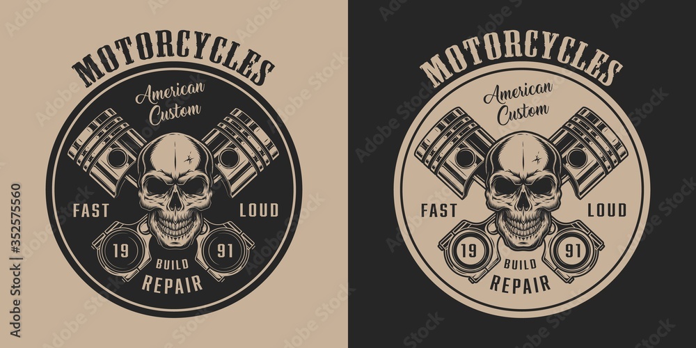 American custom motorcycle service vintage label