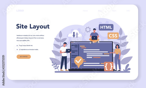 Typersetter web banner or landing page. Website constructing.