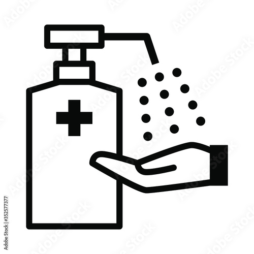 手指消毒イラスト ベクター｜Hand sanitizer spray vector illustration. Hygiene icon