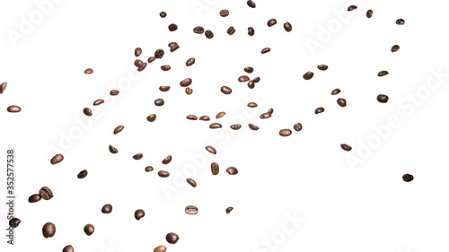 coffee beans roasted on a white background with copy space for your text