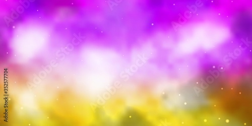 Light Pink, Yellow vector background with colorful stars. Shining colorful illustration with small and big stars. Pattern for websites, landing pages.