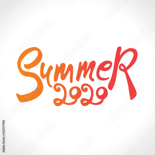 Summer 2020. Vector logo hand lettering. Vector illustration for season banner  label  poster  logo Summer.