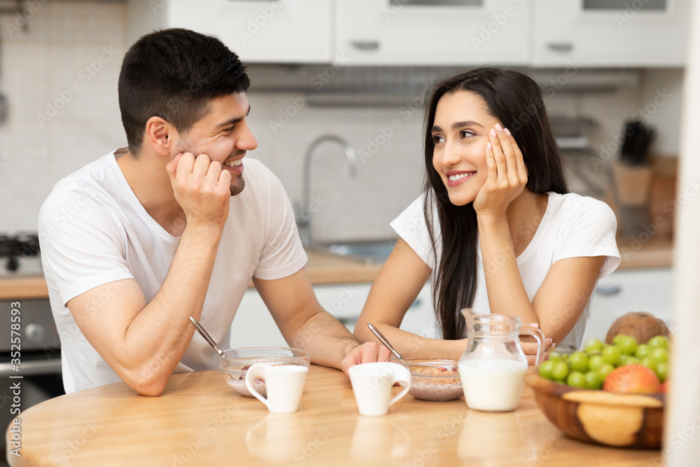 Lovely family enjoying breakfast together at home Lovely family enjoying breakfast together at home