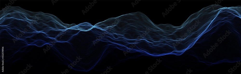 Fototapeta premium Abstract wave background. Music or sound illustration. Big data technology. Artificial intelligence concept. Network visualisation.