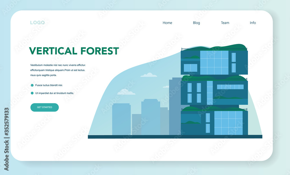 Ecology web banner or landing page. Eco-friendly house building