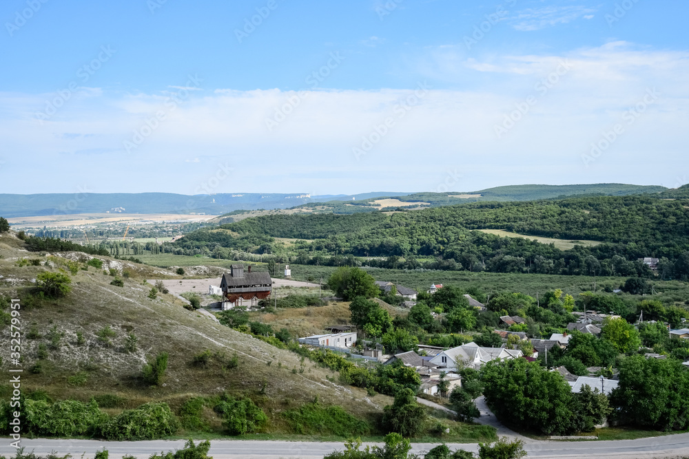 Crimean landscapes, driving on roads of Crimea. Suburbs and villages and fields and trails of The Crimea. Crimean landscapes, driving on roads of Crimea. Suburbs and villages and fields and trails of The Crimea.