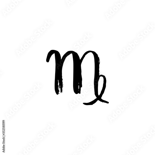 Virgo zodiac sign icon. Brush isolated symbol, horoscope drawing. Astrology sticker design. Vector eps 10.