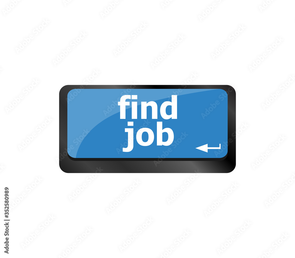 Searching for job on the internet. Jobs button on computer keyboard Searching for job on the internet. Jobs button on computer keyboard