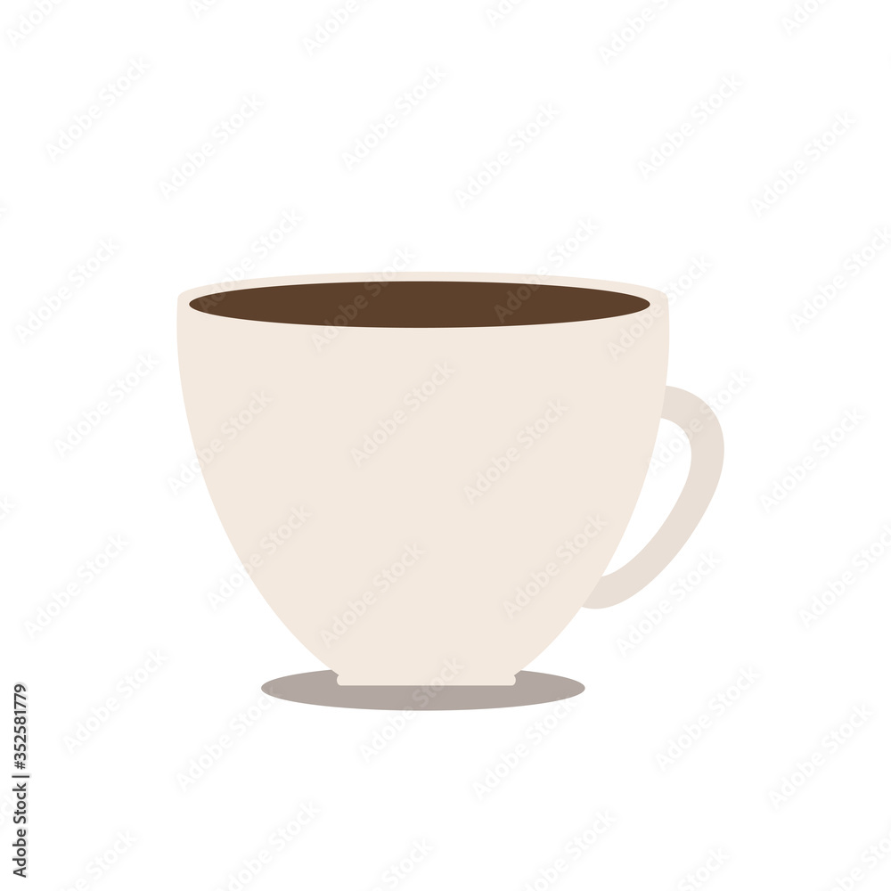 coffee cup mug on white background Flat modern simply design, stock vector