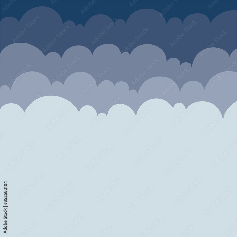 Clouds. Cartoon style drawing clouds vector illustration. Clouds background. Part of set. 