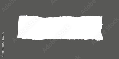 White ripped striped note, copybook, notebook paper stuck on light gray,black background.