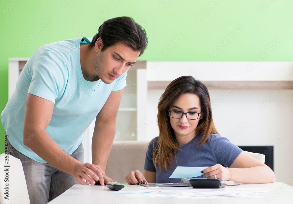 Young family struggling with personal finance
