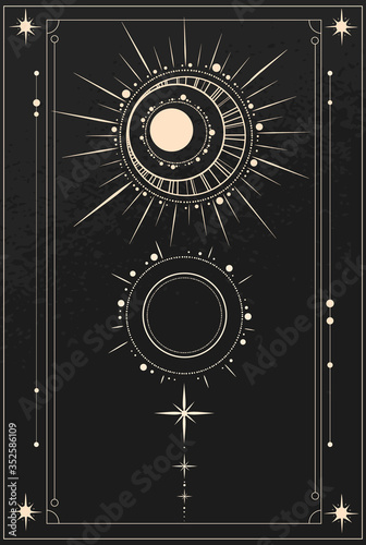 astronomical ornament with sun, moon and stars