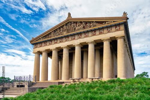 The Parthenon in Nashville, Tennessee is a full scale replica of the original Parthenon in Greece. The Parthenon is located in Centennial Park.