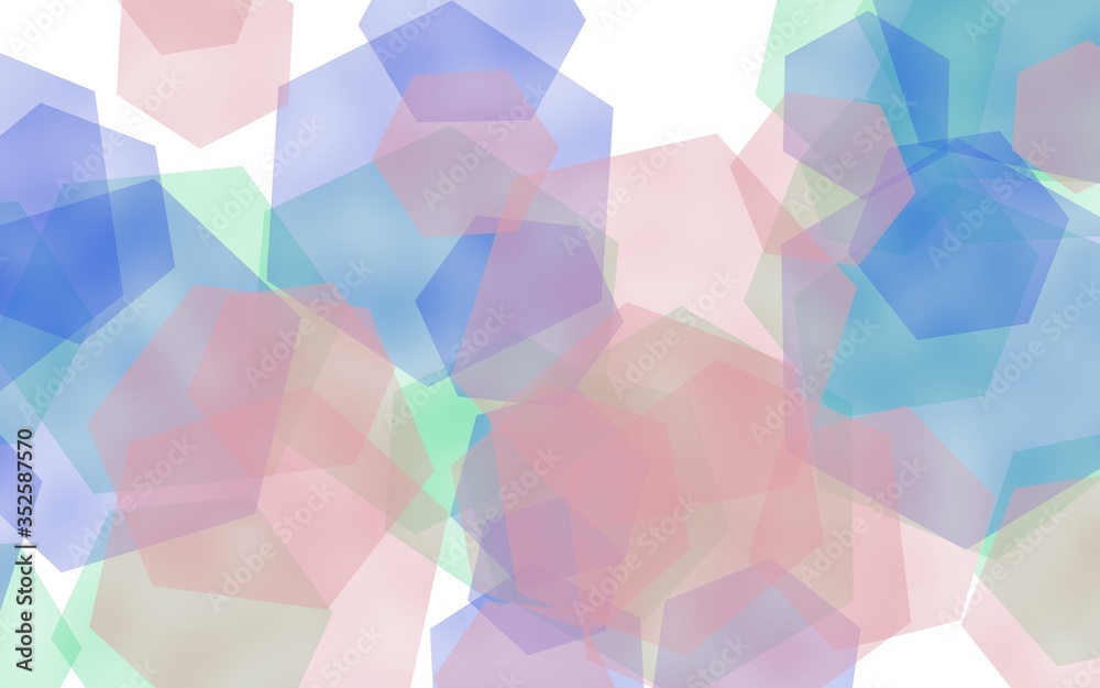 Obraz premium Multicolored translucent hexagons on white background. 3D illustration