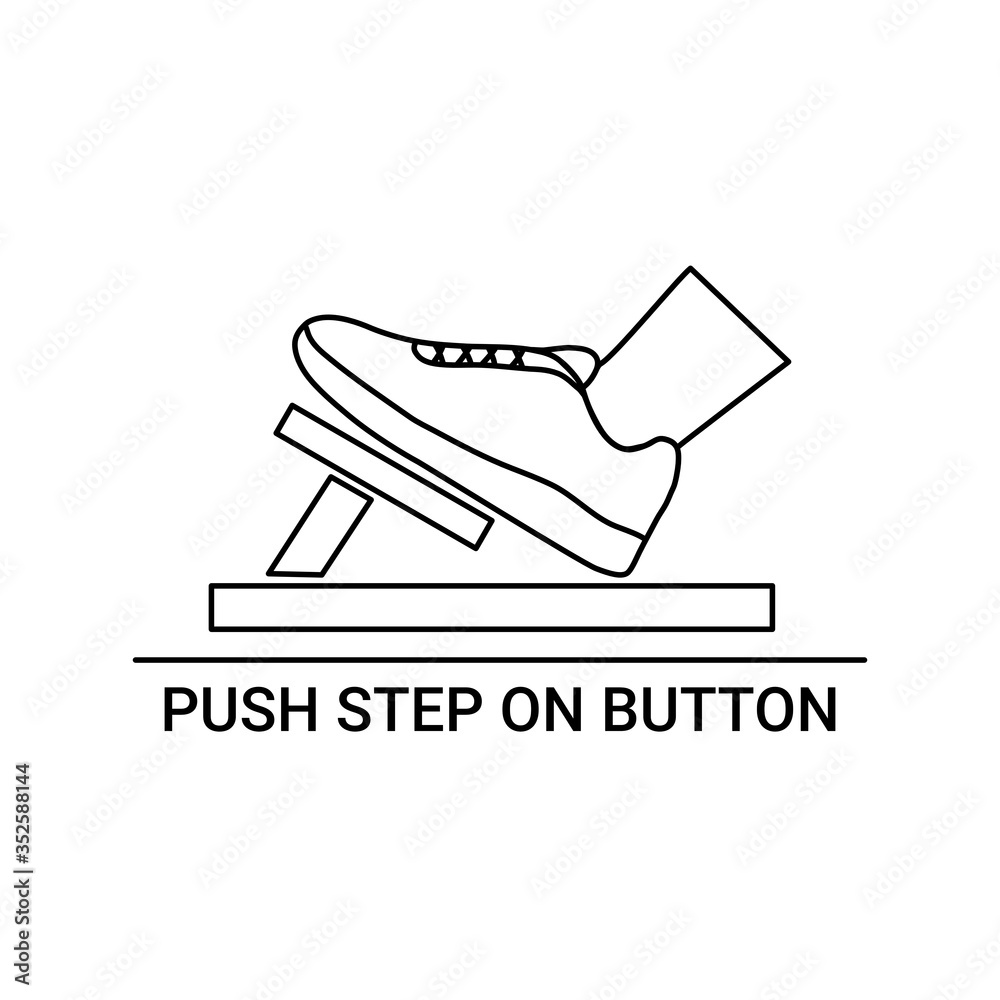 flat design vector of push step on button sign on isolate white background. flat design vector of push step on button sign on isolate white background.