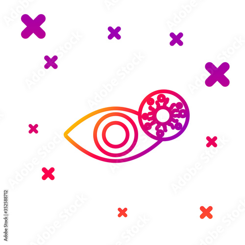 Color line Reddish eye due to virus, bacterial or allergic conjunctivitis icon isolated on white background. Gradient random dynamic shapes. Vector Illustration.
