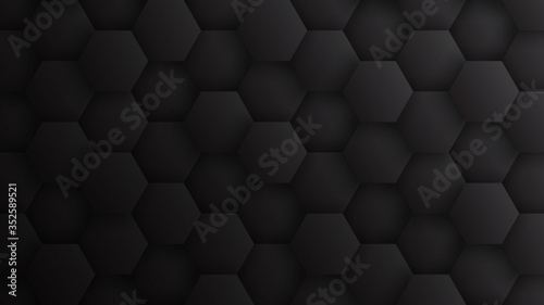 3D Hexagons Pattern Technology Dark Gray Minimalist Abstract Background. Concept Scientific Tech Hexagonal Blocks Structure Darkness Grey Wallpaper In Ultra High Definition Quality