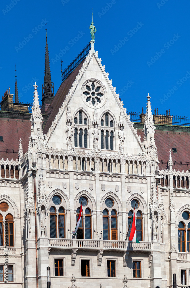 Facade of Hungarian parliament in Budapest