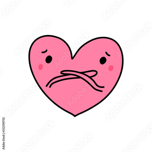 Keep silent hand drawn vector illustration heart symbol afraid to talk