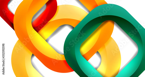 Square geometric vector abstract background, dynamic modern minimal template. Multicolored square shapes with round corners overlapping each other