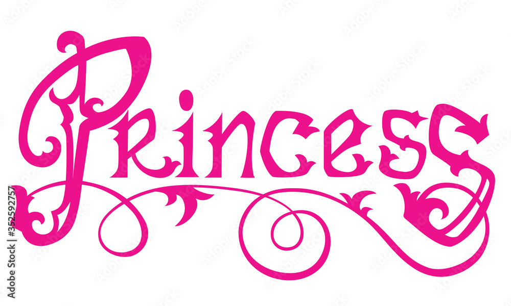 Pink inscription Princess. Elements for your design Pink inscription Princess. Elements for your design