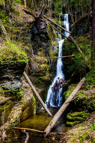 Scenic Silverthread falls of Dingmans ferry in spring photo