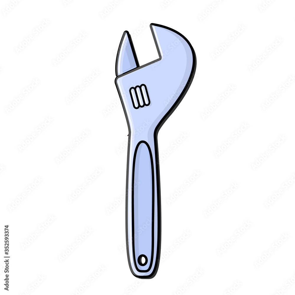 Construction blue icon metal adjustable wrench with adjustable diameter designed to loosen and tighten the bolts and nuts. Construction metalwork tool. Vector Construction blue icon metal adjustable wrench with adjustable diameter designed to loosen and tighten the bolts and nuts. Construction metalwork tool. Vector