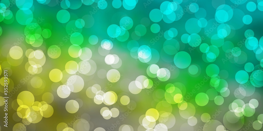 Light Blue, Green vector template with circles. Abstract colorful disks on simple gradient background. Design for posters, banners. Light Blue, Green vector template with circles. Abstract colorful disks on simple gradient background. Design for posters, banners.