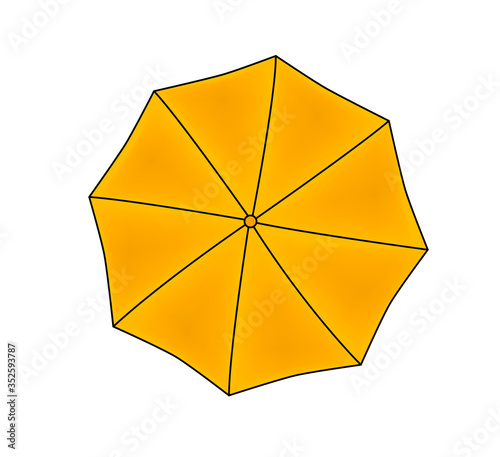 Yellow umbrella. isolated umbrella on white background. top view. image. umbrella with rain
