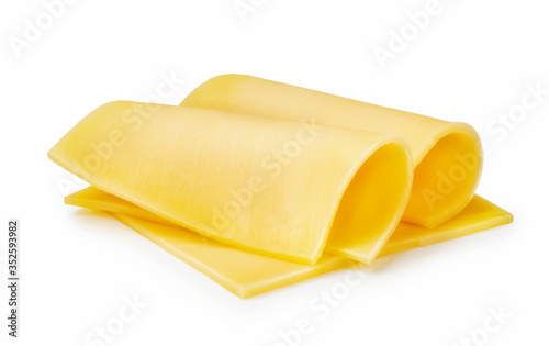 Bild auf Leinwand Three Cheese slices isolated on white background