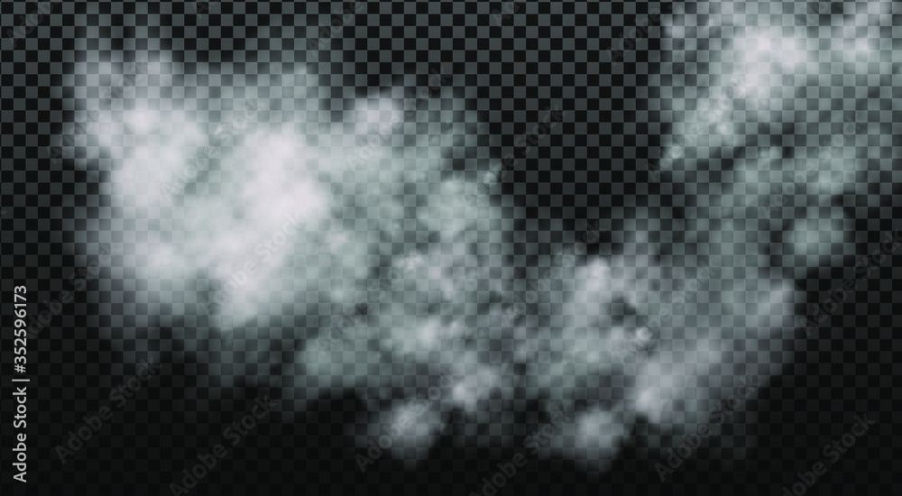 Fototapeta premium White vector cloudiness ,fog or smoke on dark checkered background.Cloudy sky or smog over the city.Vector illustration.