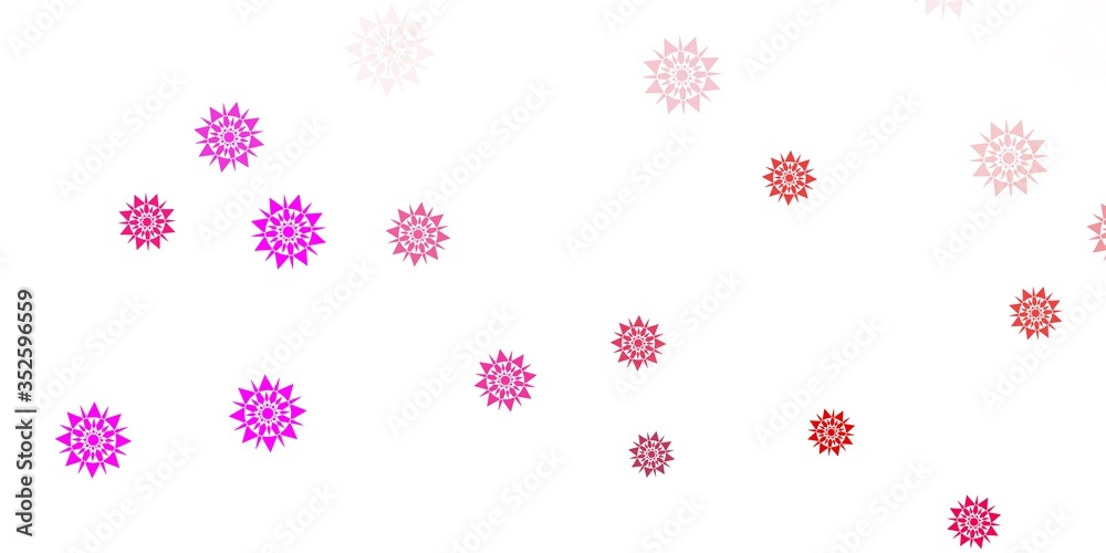 Light pink, yellow vector template with ice snowflakes.