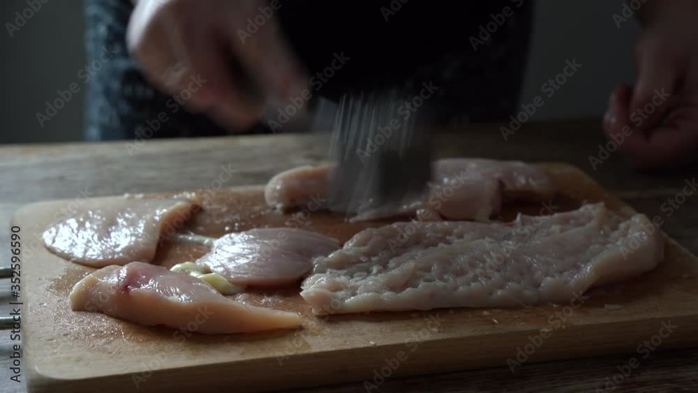 close up, cooking chops, slicing, chopping, frying at home close up, cooking chops, slicing, chopping, frying at home