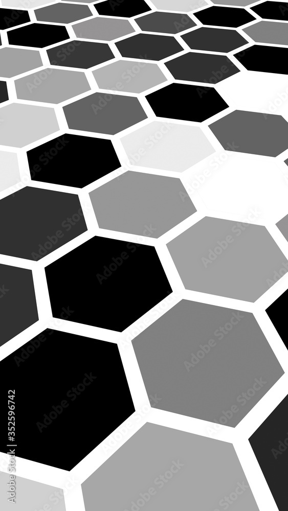 Honeycomb gray colored. Perspective view on polygon look like honeycomb. Isometric geometry. 3D illustration Honeycomb gray colored. Perspective view on polygon look like honeycomb. Isometric geometry. 3D illustration