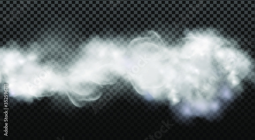 White vector cloudiness ,fog or smoke on dark checkered background.Cloudy sky or smog over the city.Vector illustration.