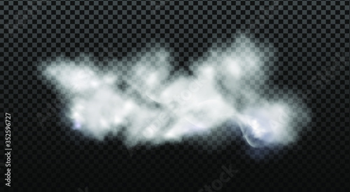 White vector cloudiness ,fog or smoke on dark checkered background.Cloudy sky or smog over the city.Vector illustration.