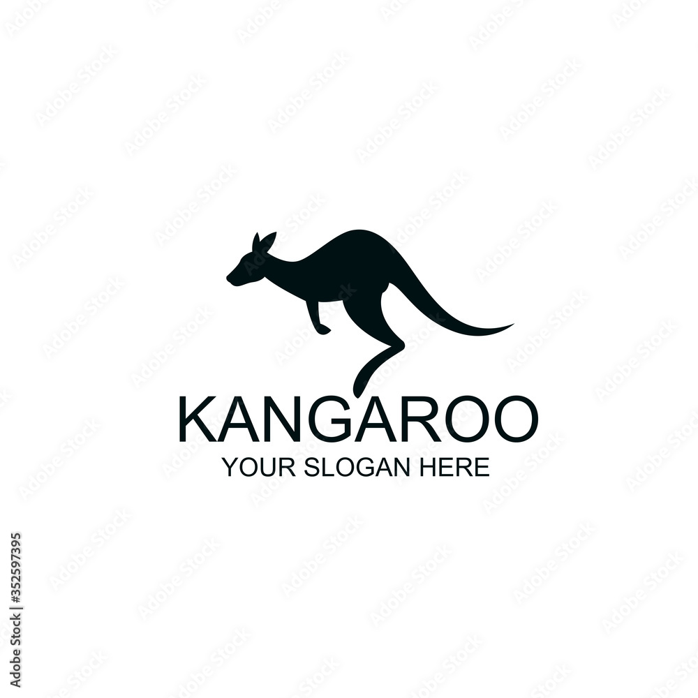 abstract jumping kangaroo icon isolated on white background