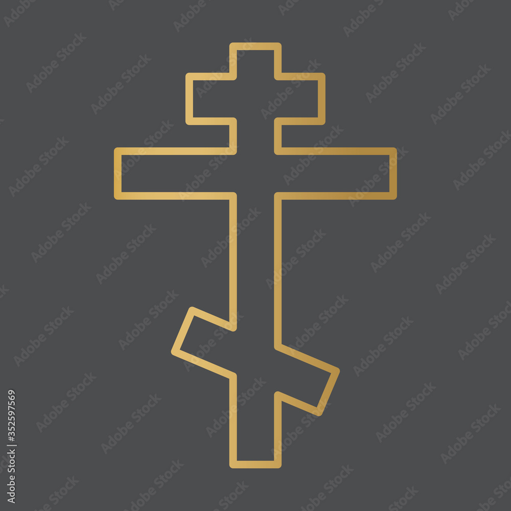 Obraz premium golden orthodox cross icon- vector illustration